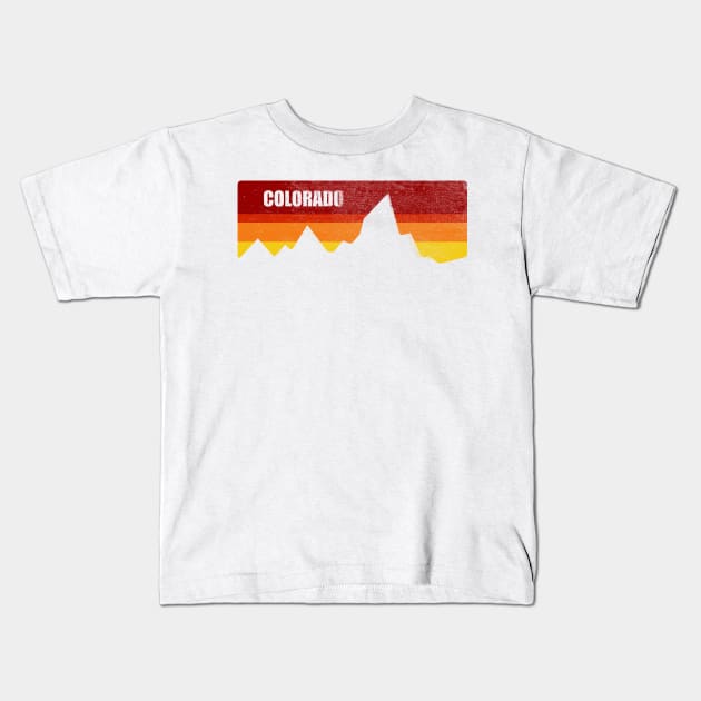 retro colorado rocky mountains Kids T-Shirt by pholange